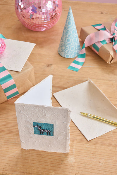 A5 Paper Card with Kids Embroidery and Envelope - Rice DK