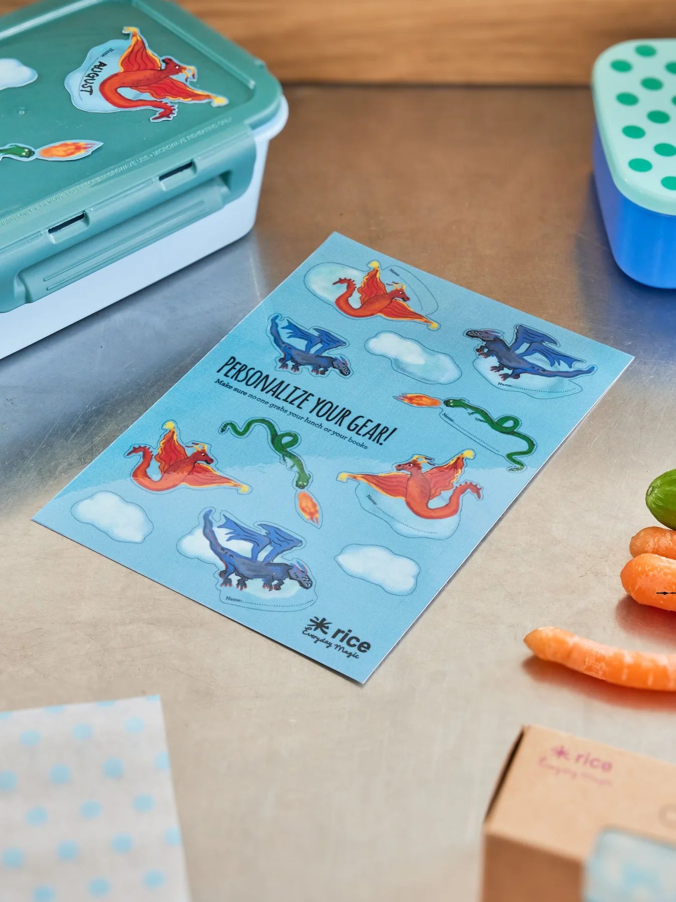 Dragon Print Stickers to Personalize Your Lunchbox - Rice DK