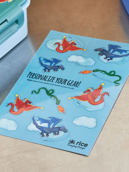 Dragon Print Stickers to Personalize Your Lunchbox - Rice DK