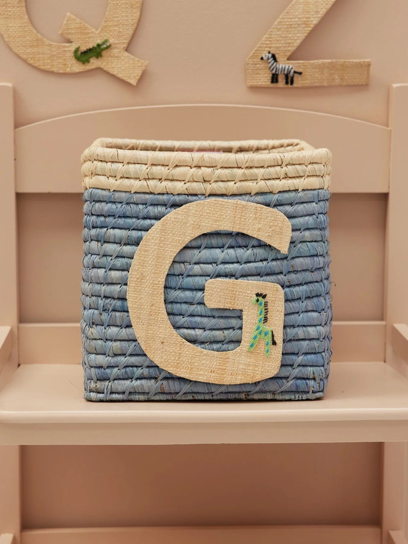 G Raffia Alphabet Sticker with Bear Embroidery - Rice DK