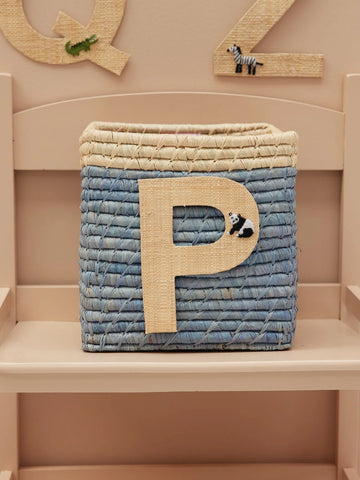 P Raffia Alphabet Sticker with Panda Embroidery - Rice DK