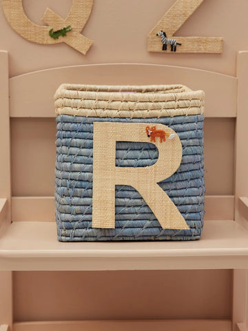 R Raffia Alphabet Sticker with Fox Embroidery - Rice DK