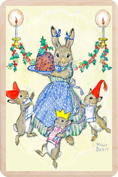Christmas Pudding Wooden Postcard - Molly Brett