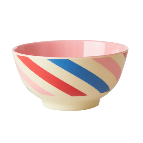 Candy Stripes Print Medium Melamine Bowl - Rice DK