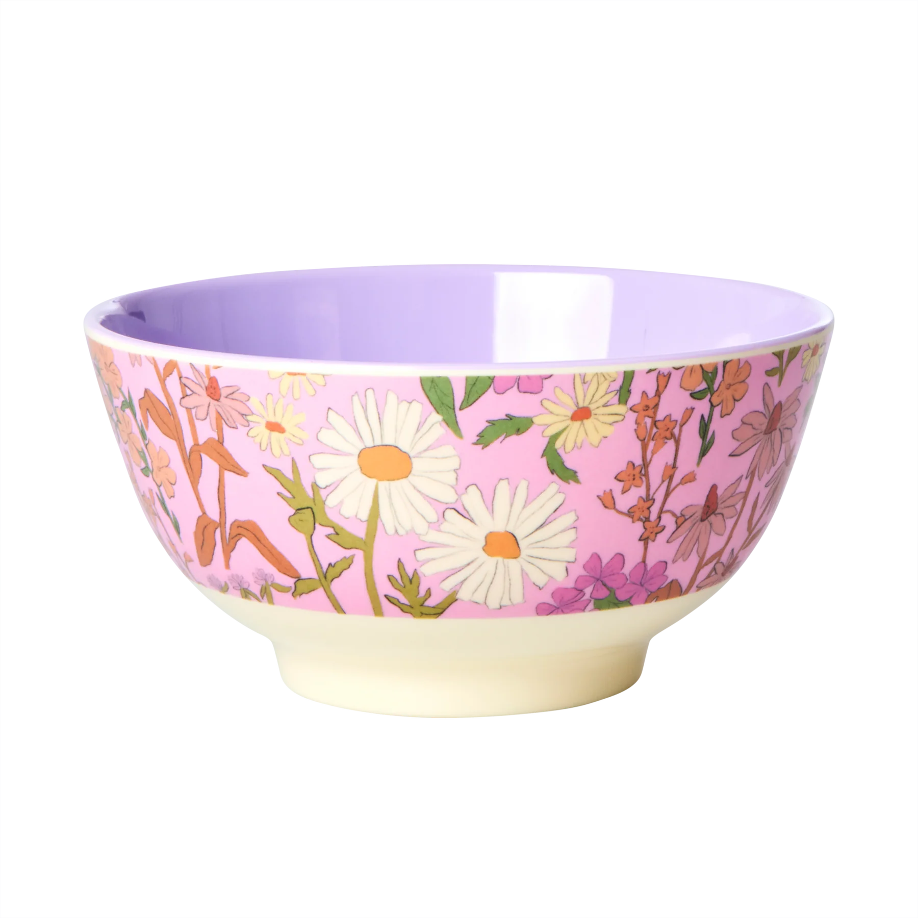 Pink Daisy Dearest Print Medium Melamine Bowl - Rice DK