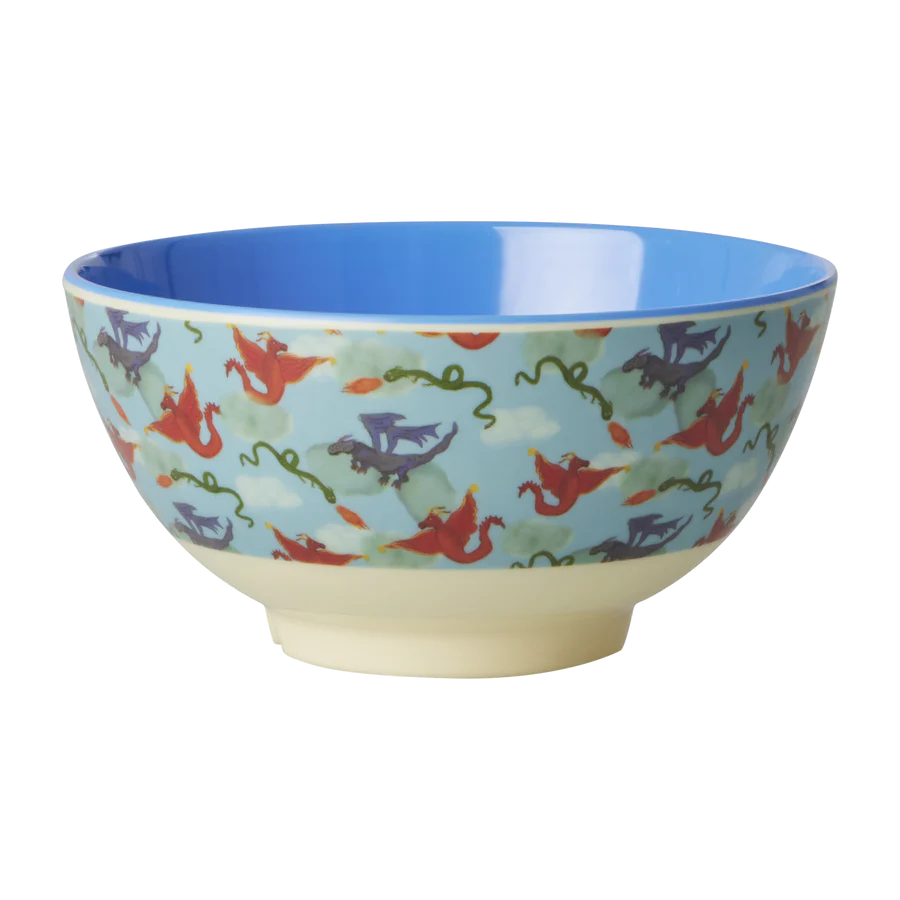 Dragon Print Medium Melamine Bowl - Rice DK