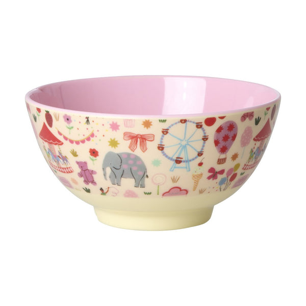 Pink Fun Fair Print Medium Melamine Bowl - Rice DK