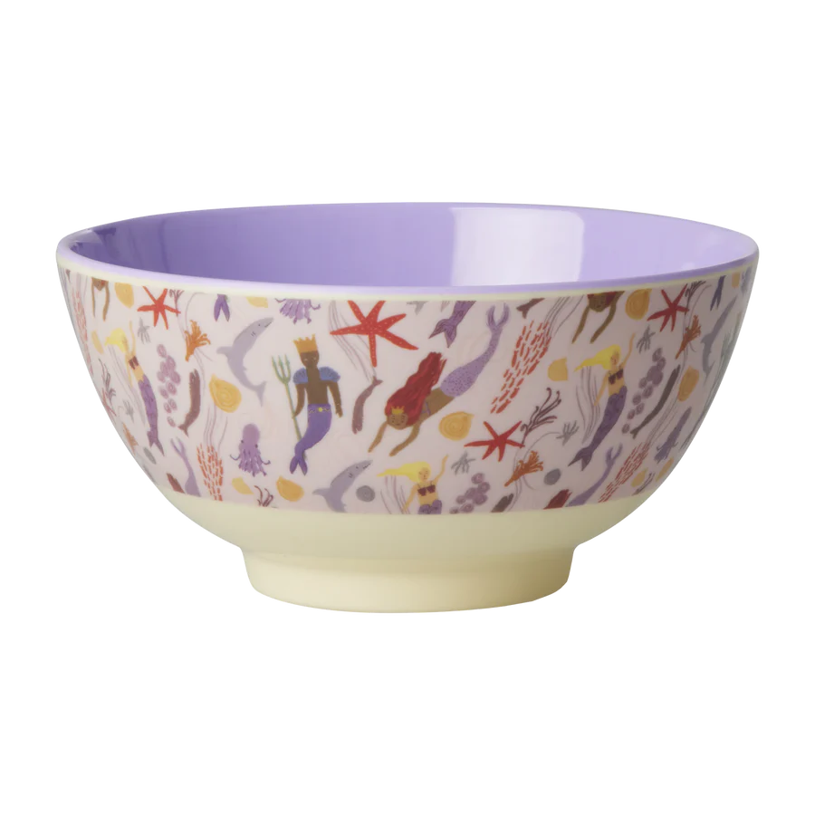 Mermaid Print Medium Melamine Bowl - Rice DK