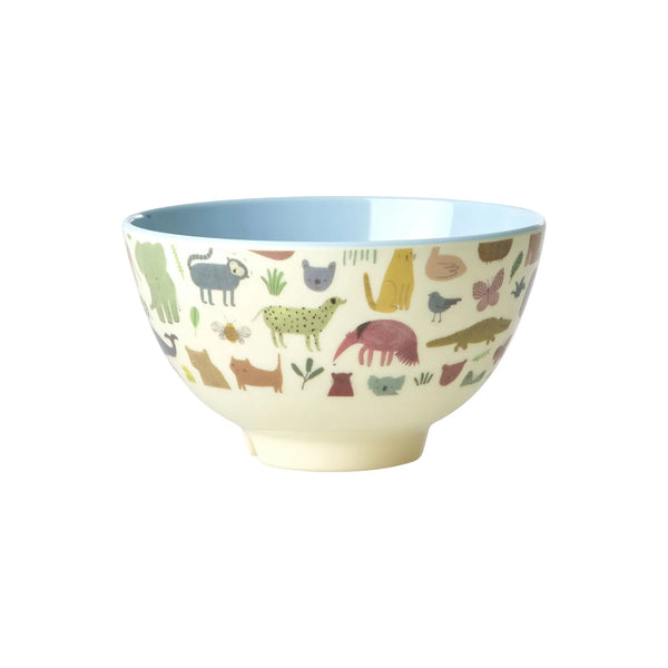 Soft Blue Sweet Jungle Print Small Melamine Bowl - Rice DK