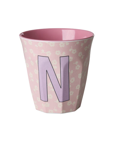 N Floral Melamine Cup - Rice DK