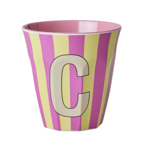 C Pink Stripe Melamine Cup - Rice DK