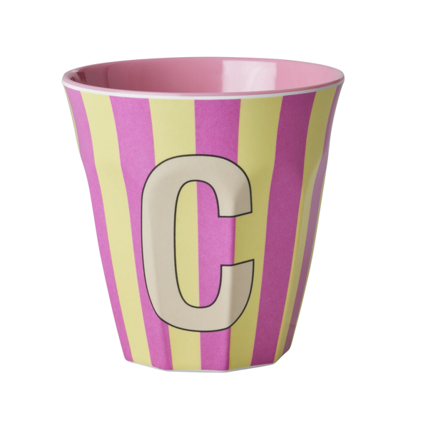 C Pink Stripe Melamine Cup - Rice DK