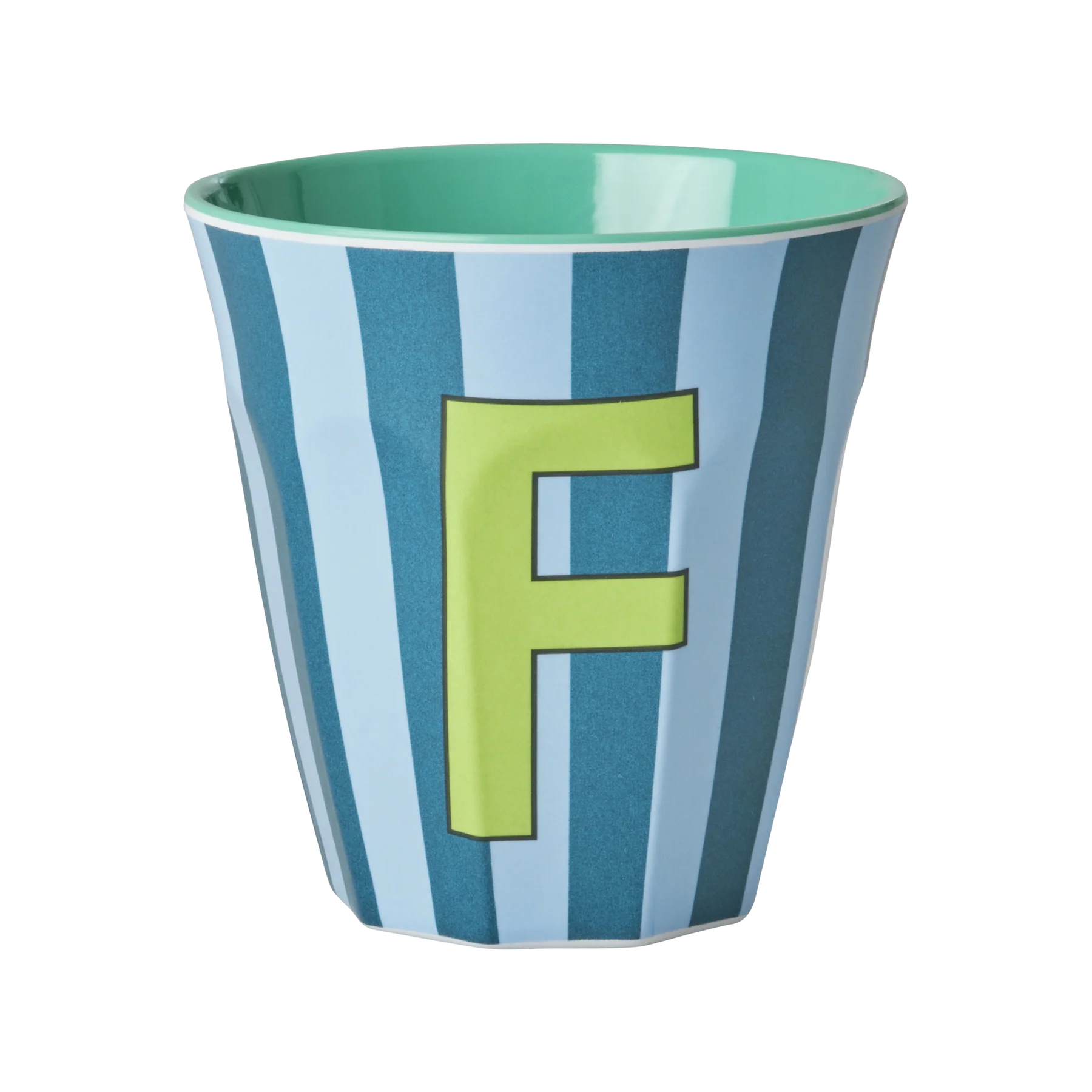 F Blue Stripe Melamine Cup - Rice DK