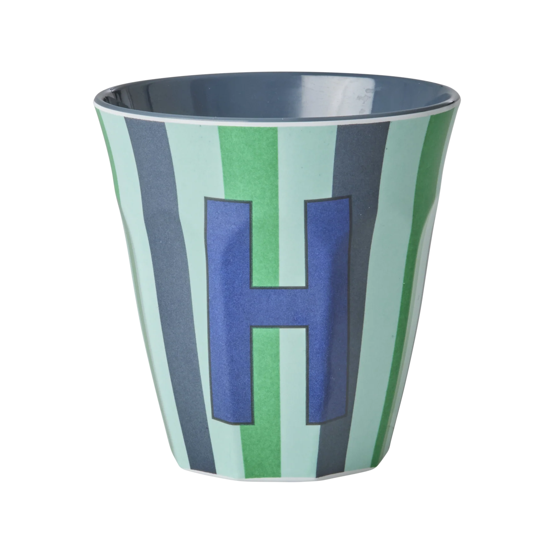 H Blue Stripe Melamine Cup - Rice DK