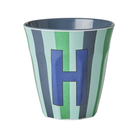 H Blue Stripe Melamine Cup - Rice DK