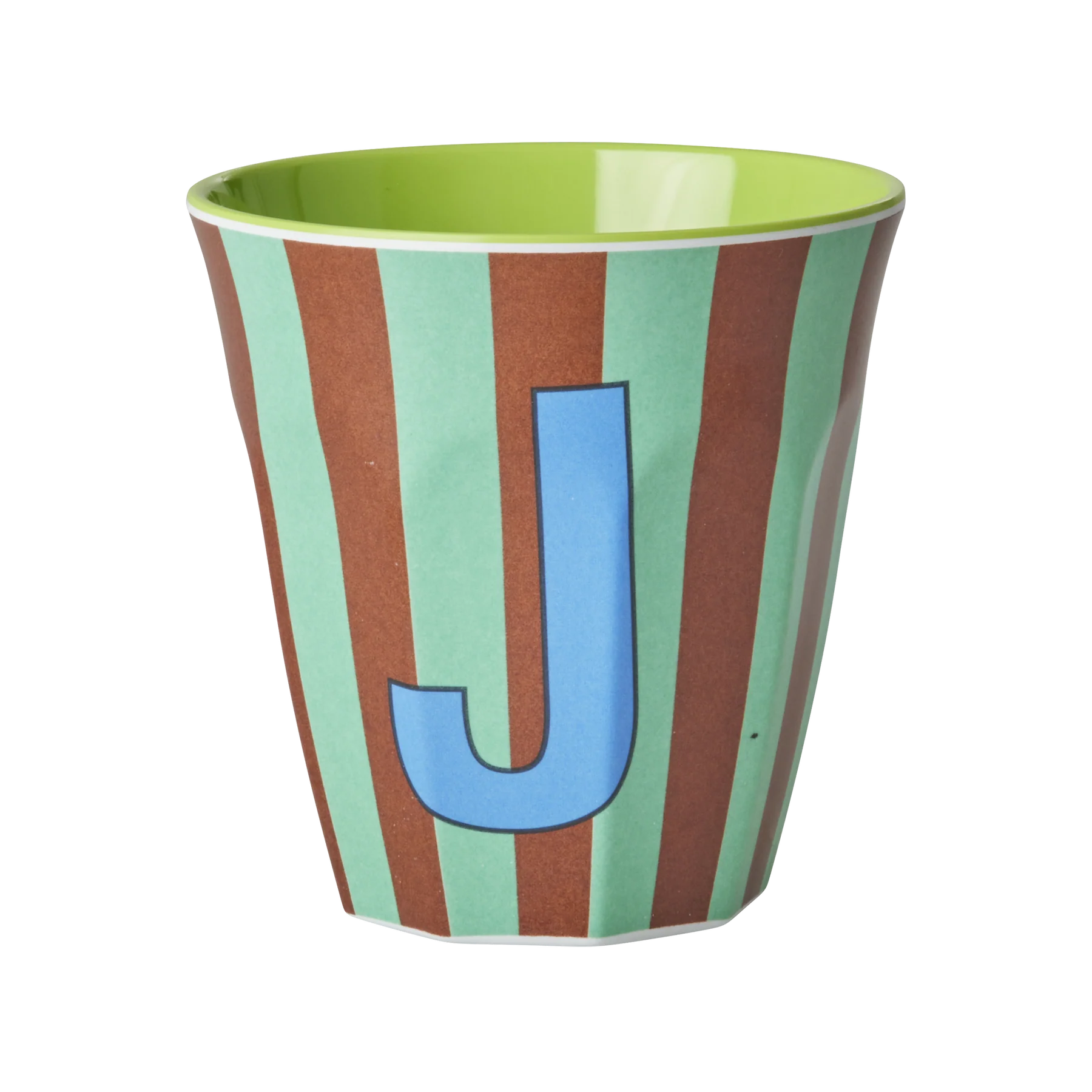 J Green Stripe Melamine Cup - Rice DK