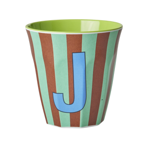 J Green Stripe Melamine Cup - Rice DK