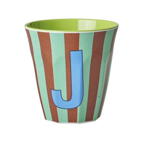 J Green Stripe Melamine Cup - Rice DK