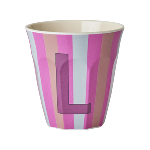 L Pink Stripe Melamine Cup - Rice DK