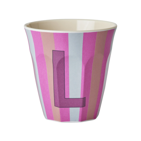 L Pink Stripe Melamine Cup - Rice DK