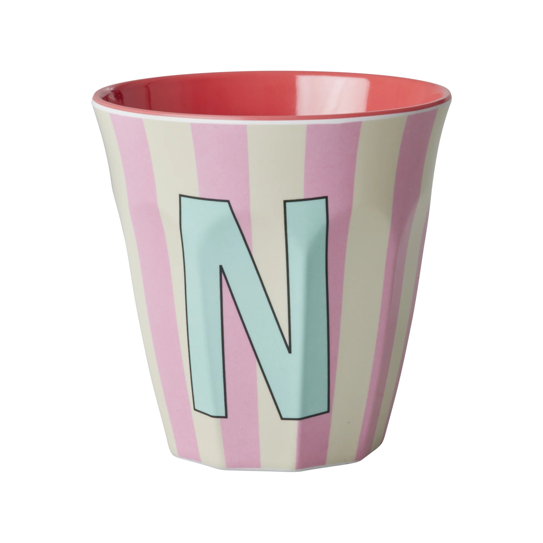 N Pink Stripe Melamine Cup - Rice DK