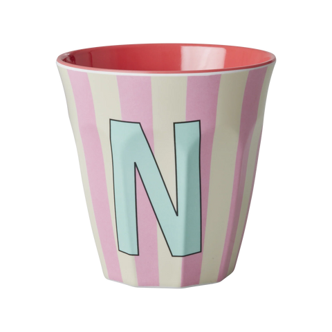 N Pink Stripe Melamine Cup - Rice DK