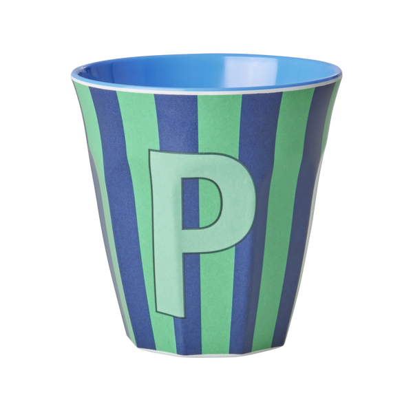 P Blue Stripe Melamine Cup - Rice DK