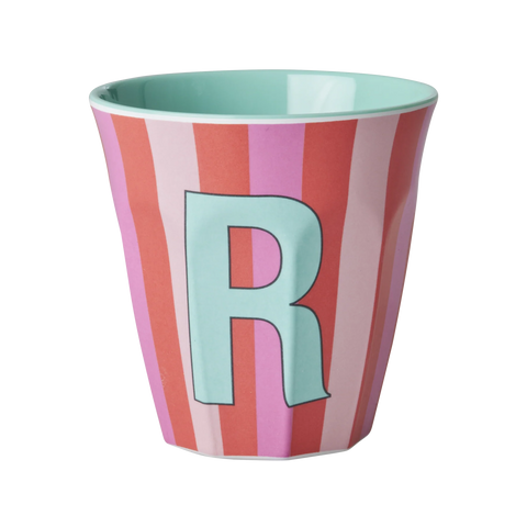 R Pink Stripe Melamine Cup - Rice DK