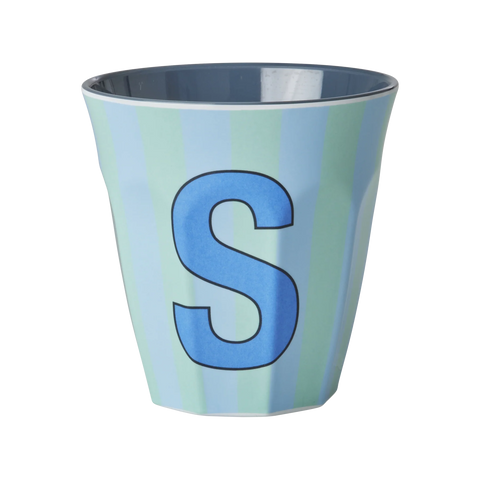S Blue Stripe Melamine Cup - Rice DK