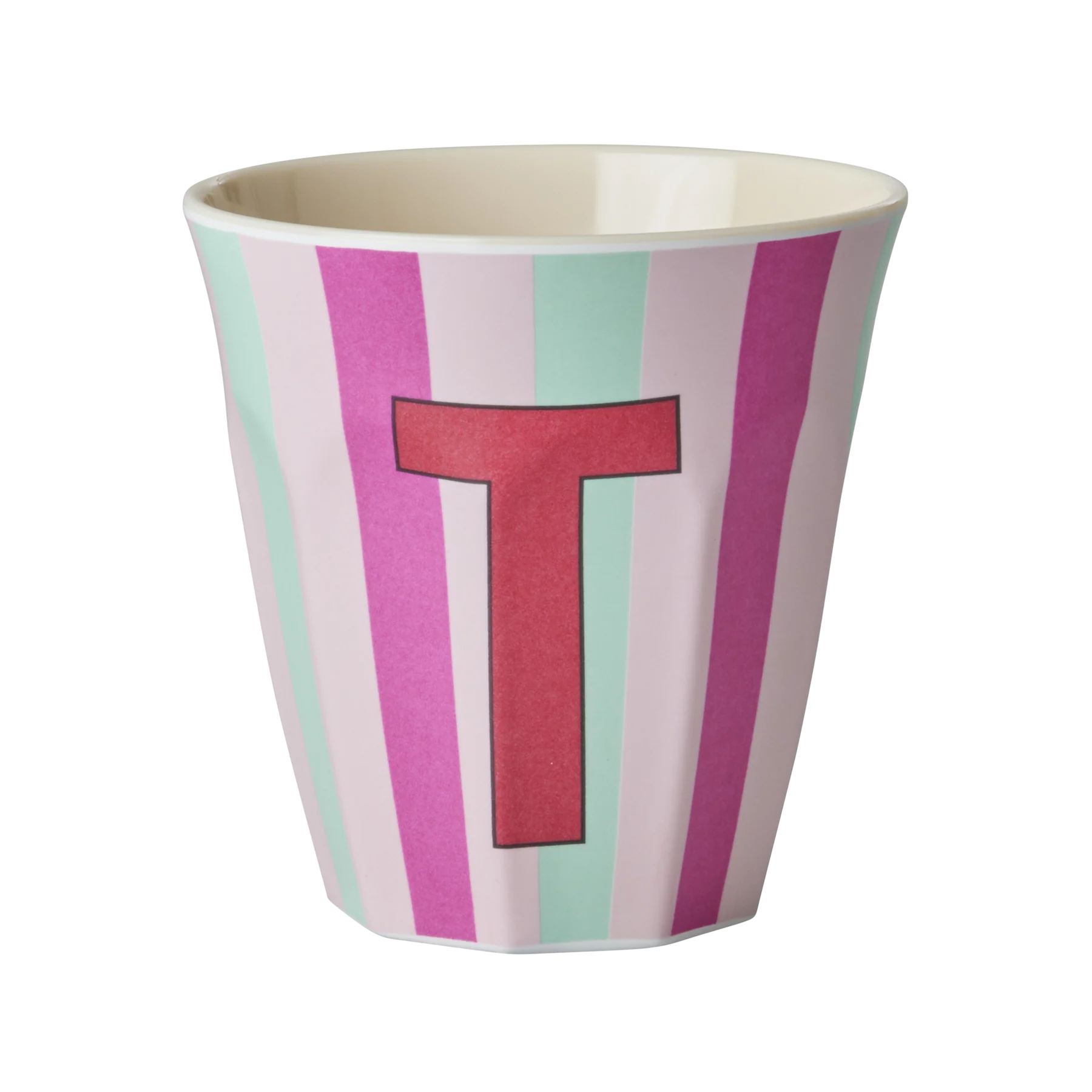T Pink Stripe Melamine Cup - Rice DK