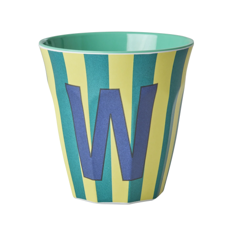 W Blue Stripe Melamine Cup - Rice DK