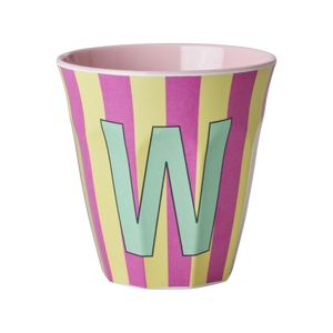 W Pink Stripe Melamine Cup - Rice DK