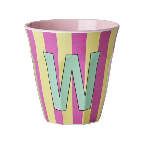 W Pink Stripe Melamine Cup - Rice DK