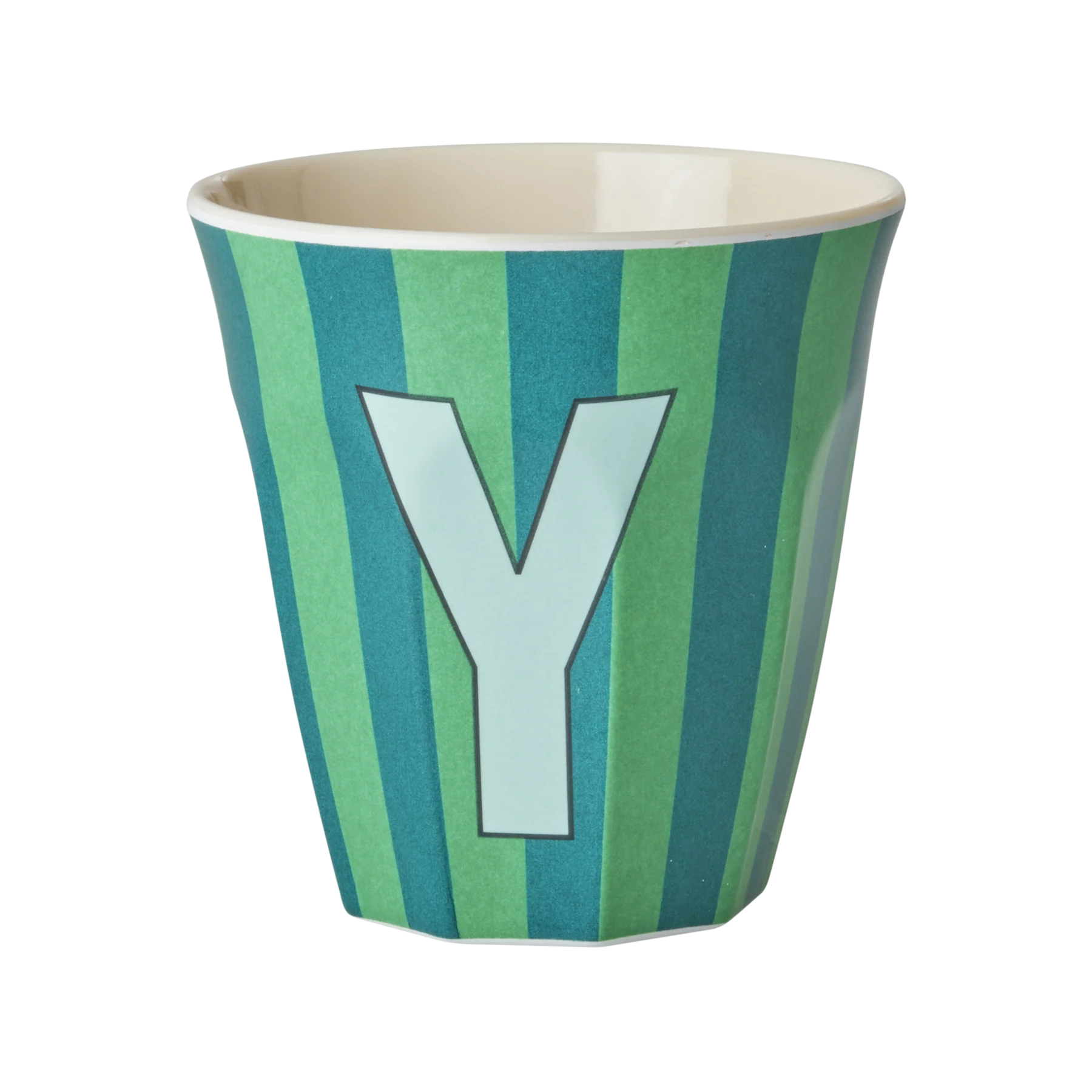 Y Green Stripe Melamine Cup - Rice DK