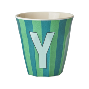 Y Green Stripe Melamine Cup - Rice DK