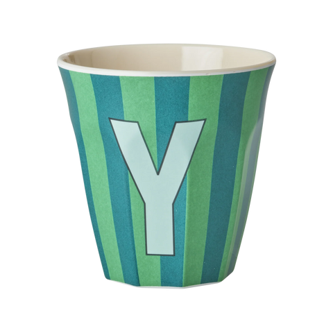 Y Green Stripe Melamine Cup - Rice DK