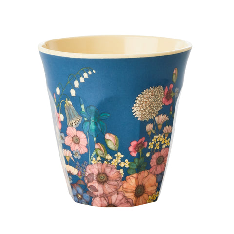 Blue Flower Collage Print Melamine Cup - Rice DK