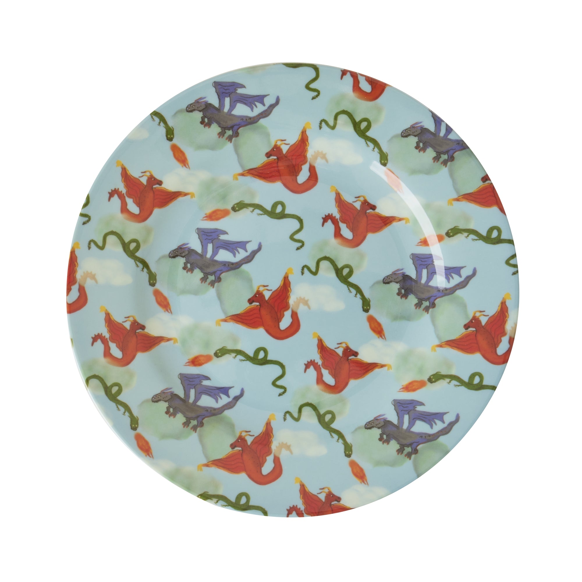 Dragon Print Melamine Side Plate - Rice DK