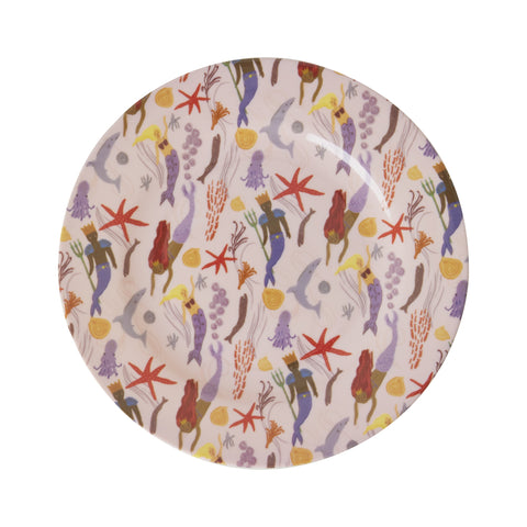 Mermaid Print Melamine Side Plate - Rice DK