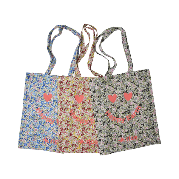 Floral Happy Earth Cotton Tote Bag - Rice DK