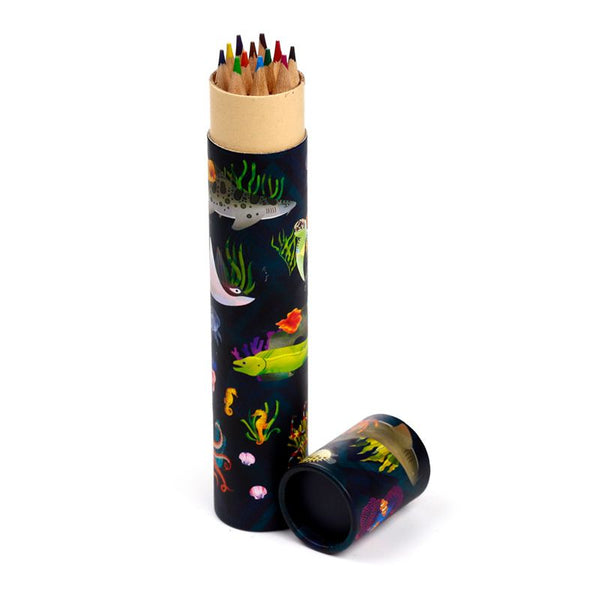 Marine Kingdom Large Pencil Pot with 12 Colouring Pencils