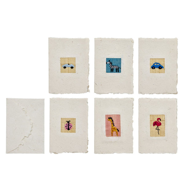 A5 Paper Card with Kids Embroidery and Envelope - Rice DK