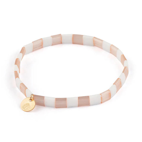 Shell Pink Checkerboard Layering Bracelets - Wanderlust Life
