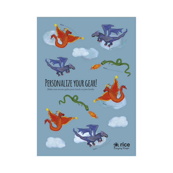 Dragon Print Stickers to Personalize Your Lunchbox - Rice DK