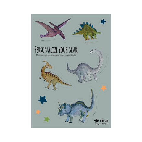 Dusty Green Dino Print Stickers to Personalise Your Lunchbox - Rice DK