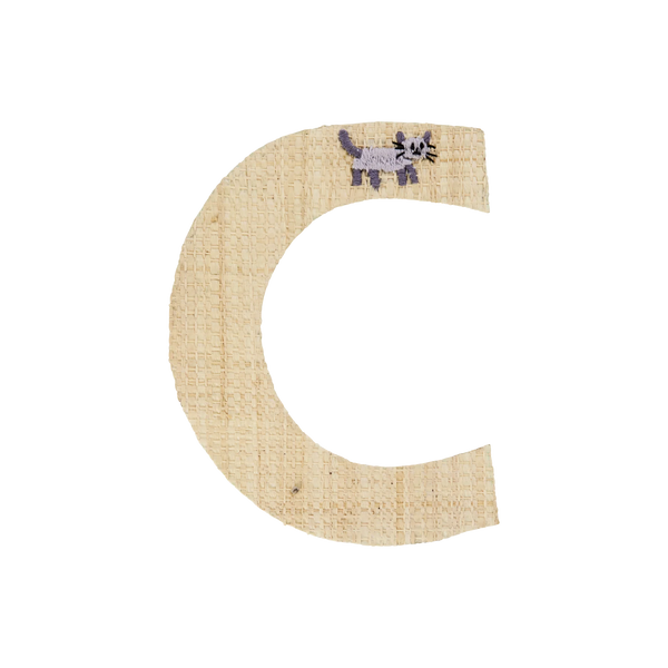 C Raffia Sticker with Cat Embroidery - Rice DK