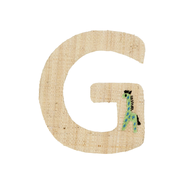 G Raffia Alphabet Sticker with Bear Embroidery - Rice DK