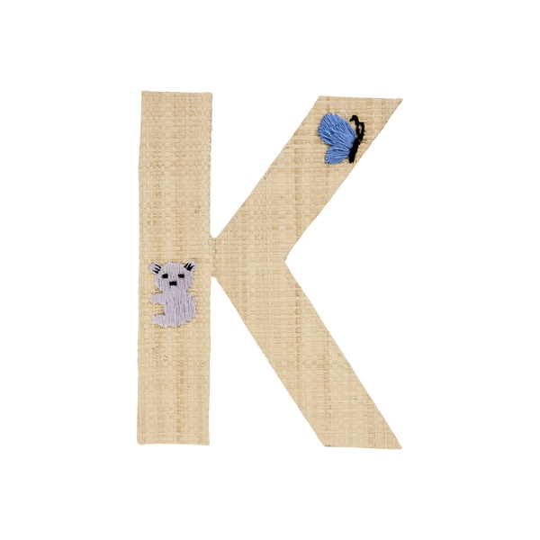 K Raffia Alphabet Sticker with Koala Embroidery - Rice DK