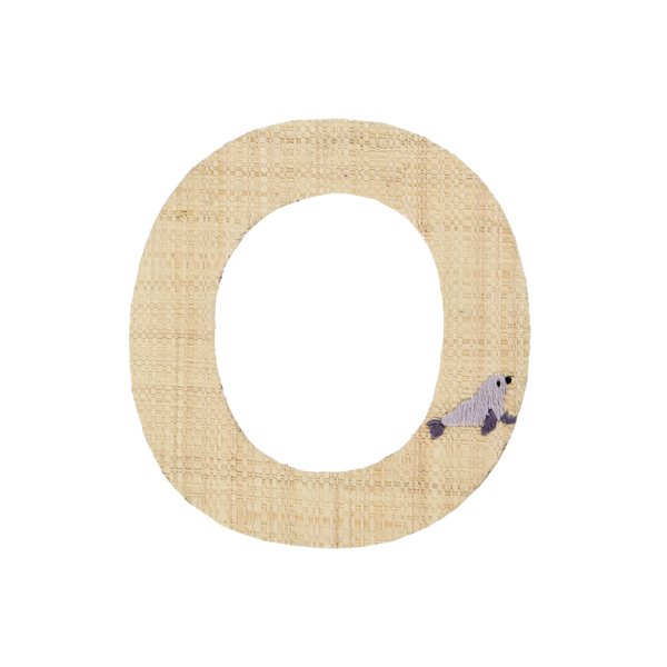 O Raffia Alphabet Sticker with Seal Embroidery - Rice DK