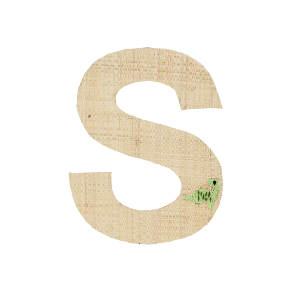 S Raffia Alphabet Sticker with Dinosaur Embroidery - Rice DK